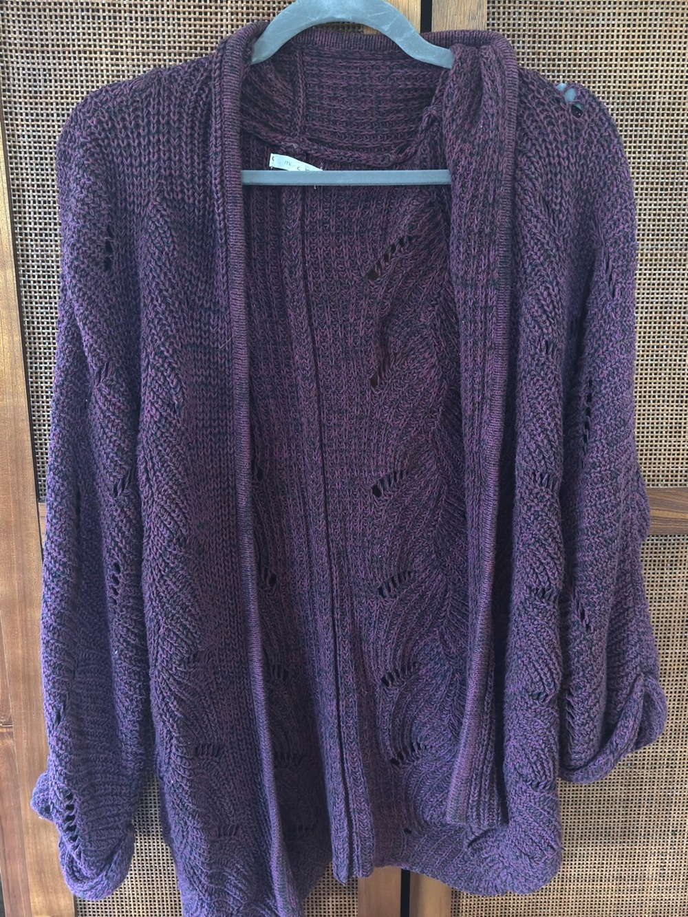 Maurices Plum Open-Front Cable Cardigan